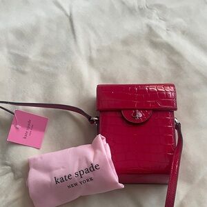 Kate Spade Red Croc-Embossed Crossbody Bag